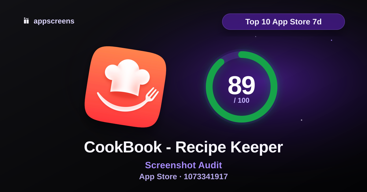 Cookbook Manager App Store ASO score preview