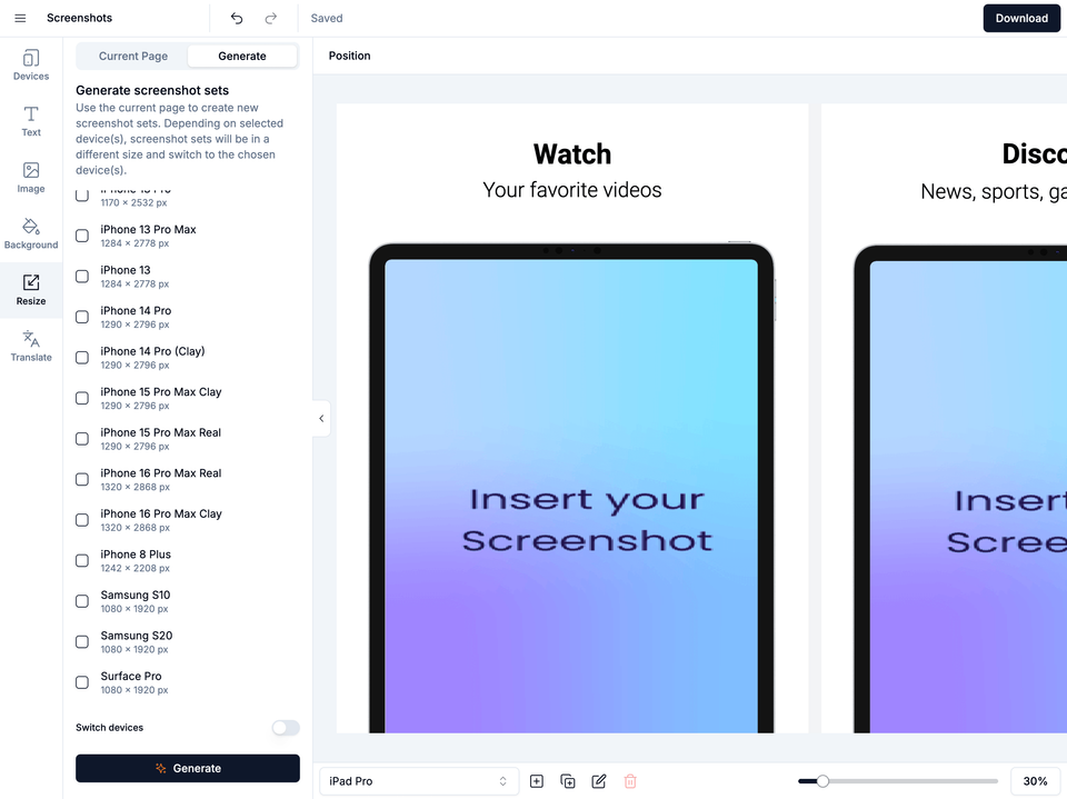 Side-by-side AppScreens and screenshots.pro screenshot generator comparison
